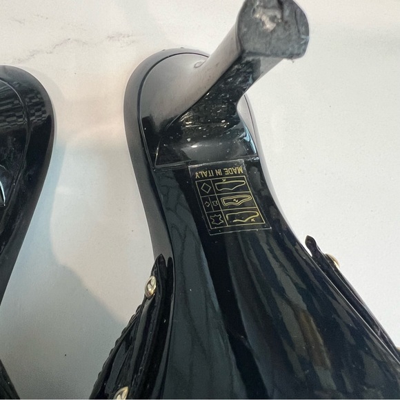 DIOR CANNAGE BLACK PATENT LEATHER BOW SLIDE SANDALS SIZE 38.5 - Picture 11 of 16